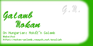 galamb mokan business card